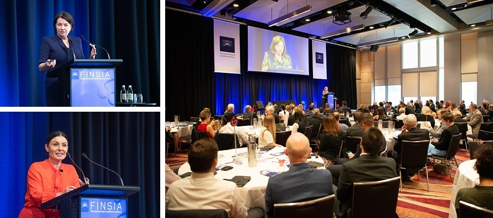 Speakers and guests at a financial industry conference in Sydney