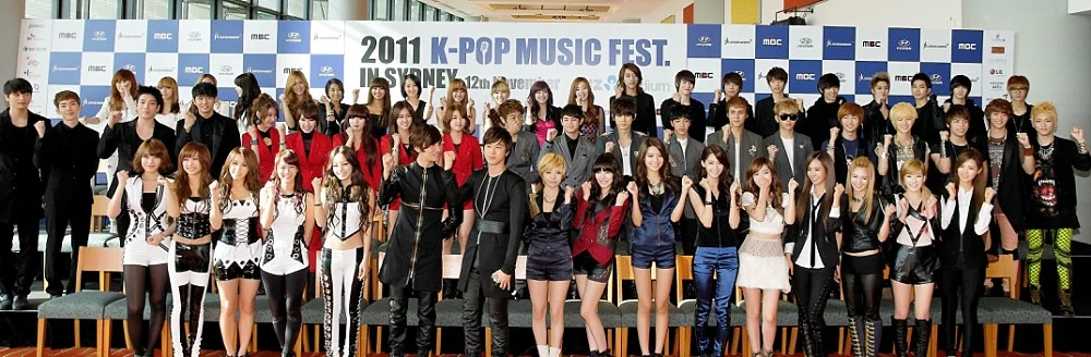 2AM, 4minute, BEAST, CN Blue, Kara, MBLAQ, miss A, Secret, SHINee, SISTAR, SNSD, TVXQ at the K-pop Music Fest media conference in Sydney 2011