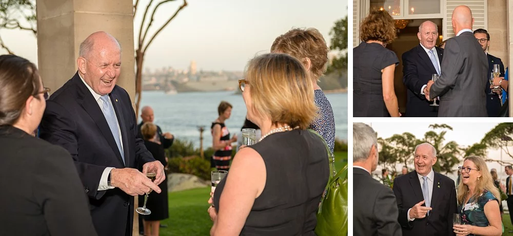 Governor-General Sir Peter Cosgrove with guests at the back gardens of Admiralty House at Lung Foundation Australia Reception