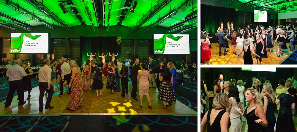 Guests dance to The BeatGirls at the Lung Foundation Australia Annual Dinner Gala 2017