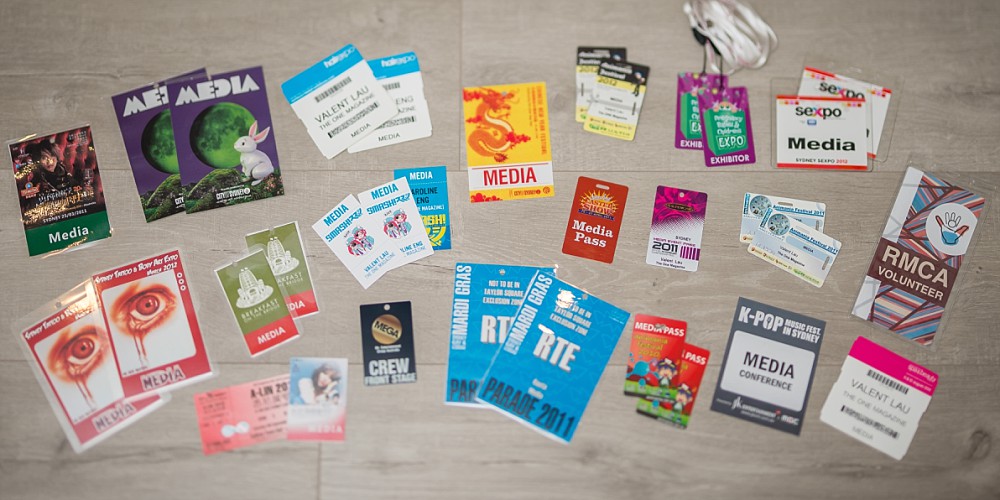 Various media passes used by Executive Images
