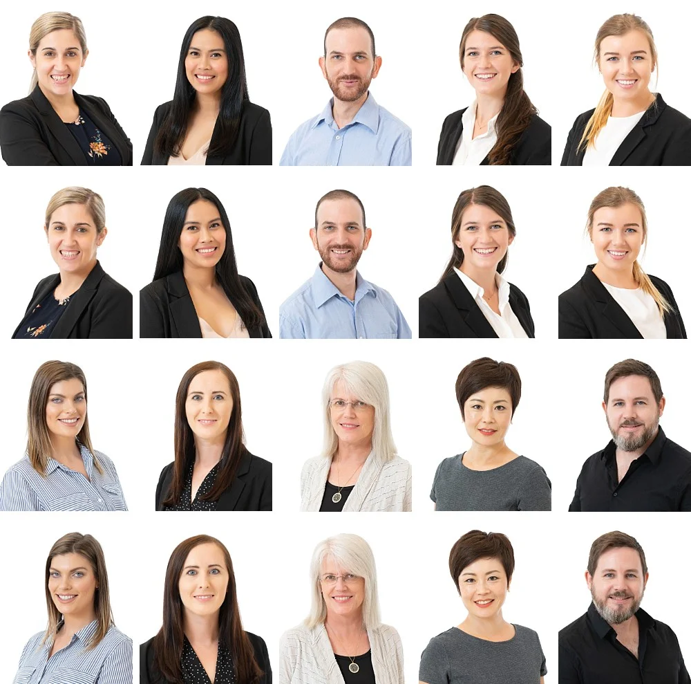 Professional staff headshots against white background