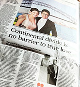 Newspaper article in scmp titled 'Continental divide is no barrier to true love' 20110806